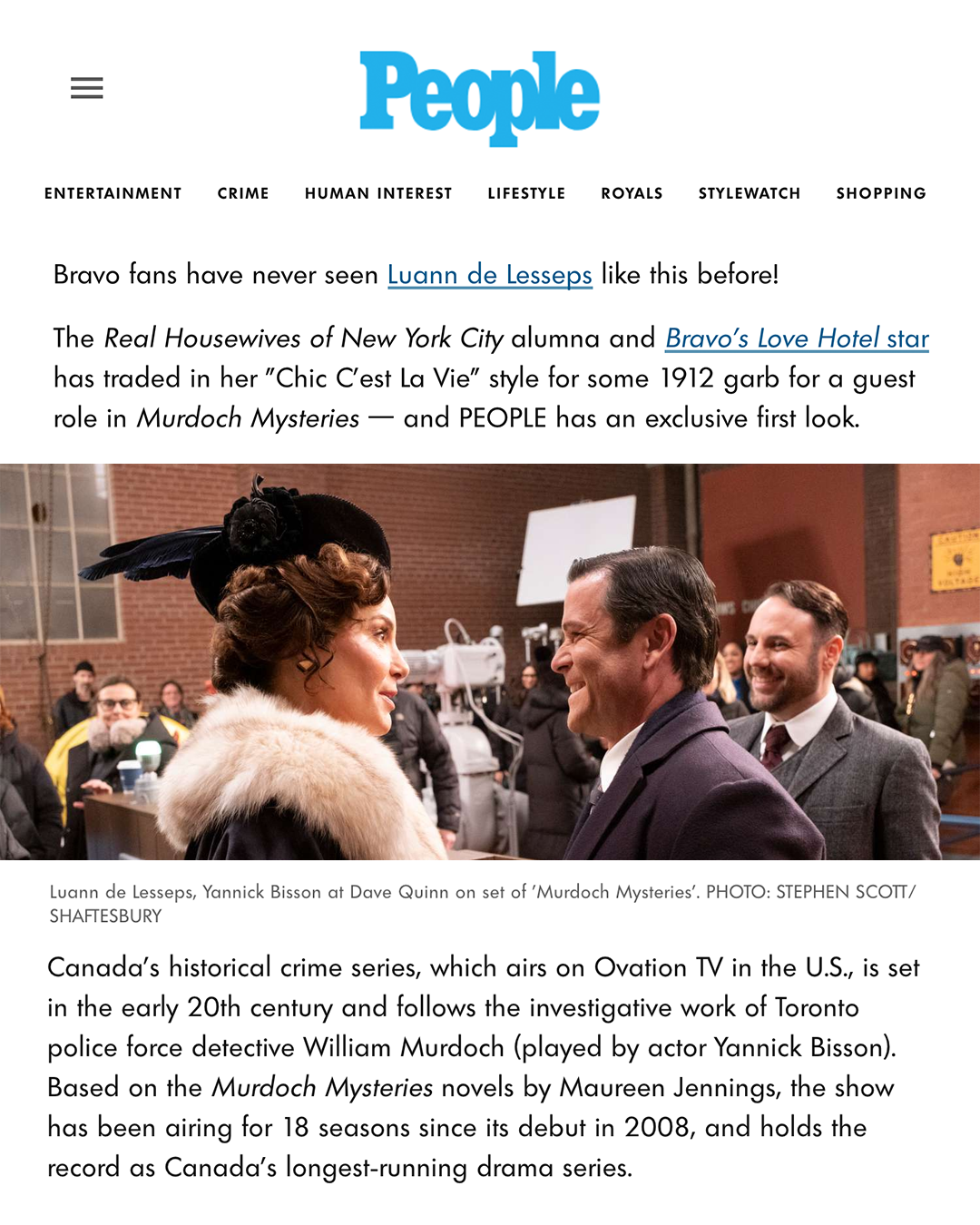 NY Digital Awards Winner - Murdoch Mysteries Meets The Real Housewives