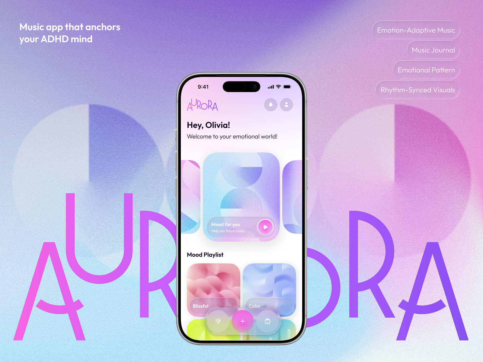 NY Digital Awards Winner - Aurora: A Music-Based Emotional Support App for ADHD Brains 