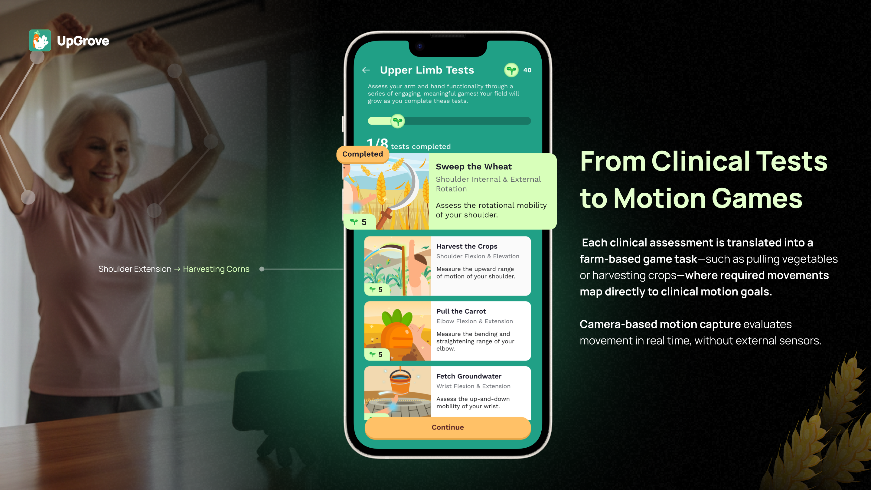 NY Digital Awards Winner - UpGrove: A Gamified Upper-Limb Self-Assessment System